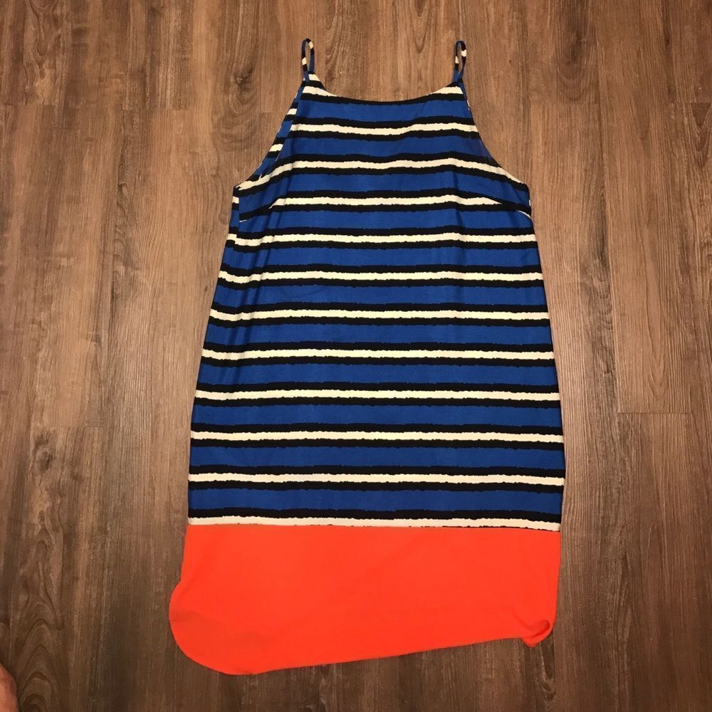 THML Stripe Colorblock Shift Dress Blue Orange Summer